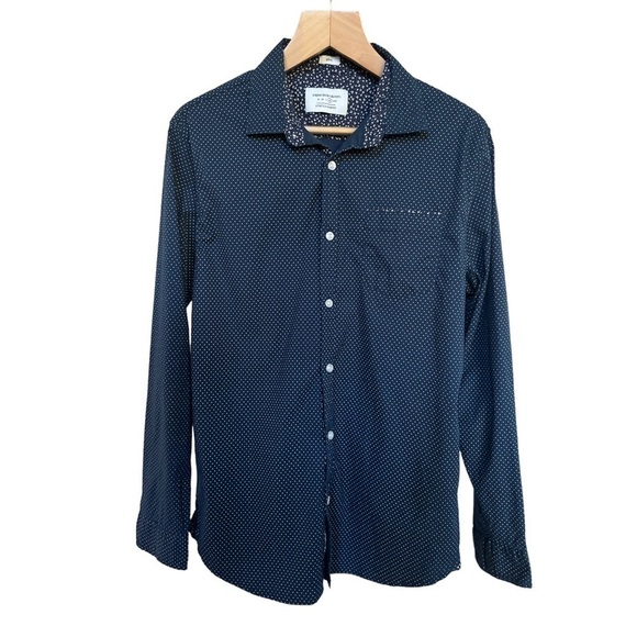Paper Denim & Cloth Men’s Navy Blue Dotted Button Front Shirt, Size XL - Picture 1 of 9
